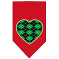 Load image into Gallery viewer, Pet and Dog Bandana Screen Printed, "Green Argyle Heart"
