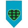 Load image into Gallery viewer, Pet and Dog Bandana Screen Printed, "Green Argyle Heart"

