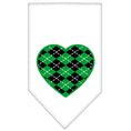 Load image into Gallery viewer, Pet and Dog Bandana Screen Printed, "Green Argyle Heart"
