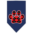 Load image into Gallery viewer, Pet and Dog Bandana Screen Printed, "Red Argyle Paw"
