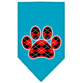 Load image into Gallery viewer, Pet and Dog Bandana Screen Printed, "Red Argyle Paw"
