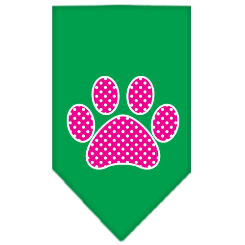 Pet and Dog Bandana Screen Printed, "Pink Swiss Dot Paw"
