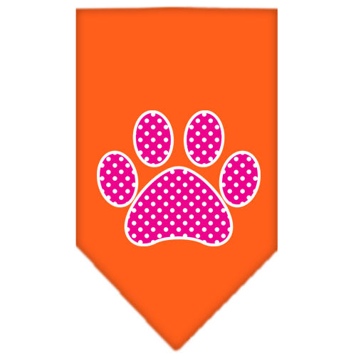 Pet and Dog Bandana Screen Printed, "Pink Swiss Dot Paw"