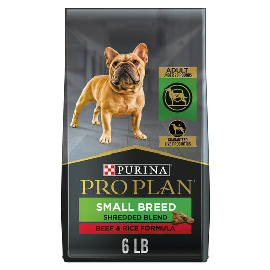 Pro Plan Small Breed Shredded Blend Beef & Rice Dog Food Dry Dog Food (6lb) 