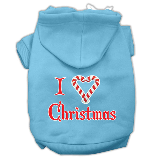 Christmas Pet Hoodie Screen Printed, "I Heart Christmas"