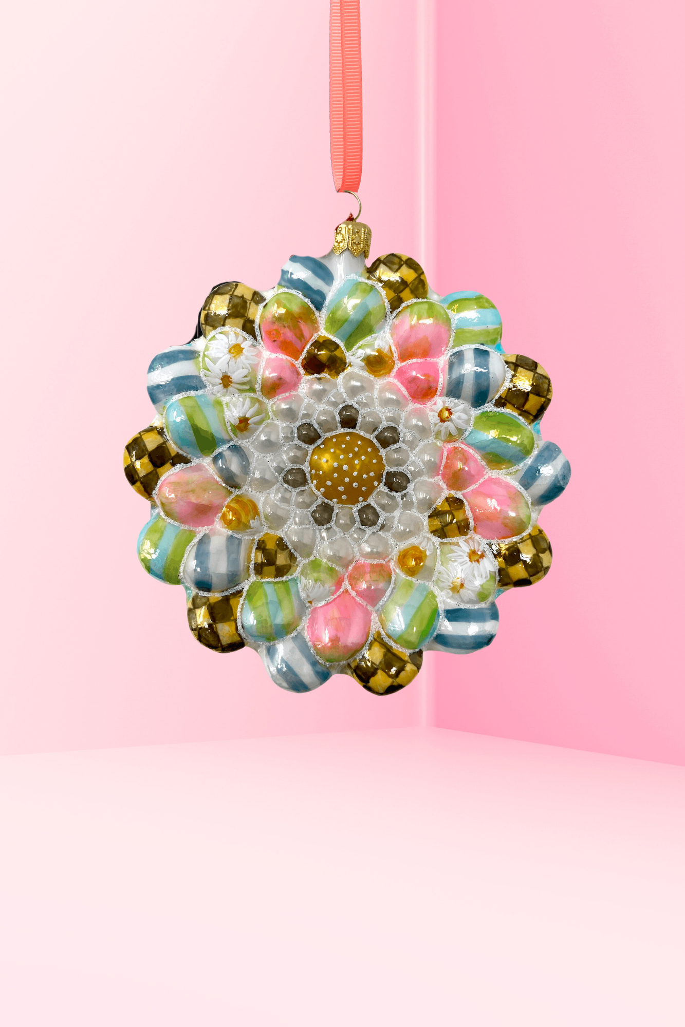 Spring Daisy Holiday Glass Ornament - Southlake Paws