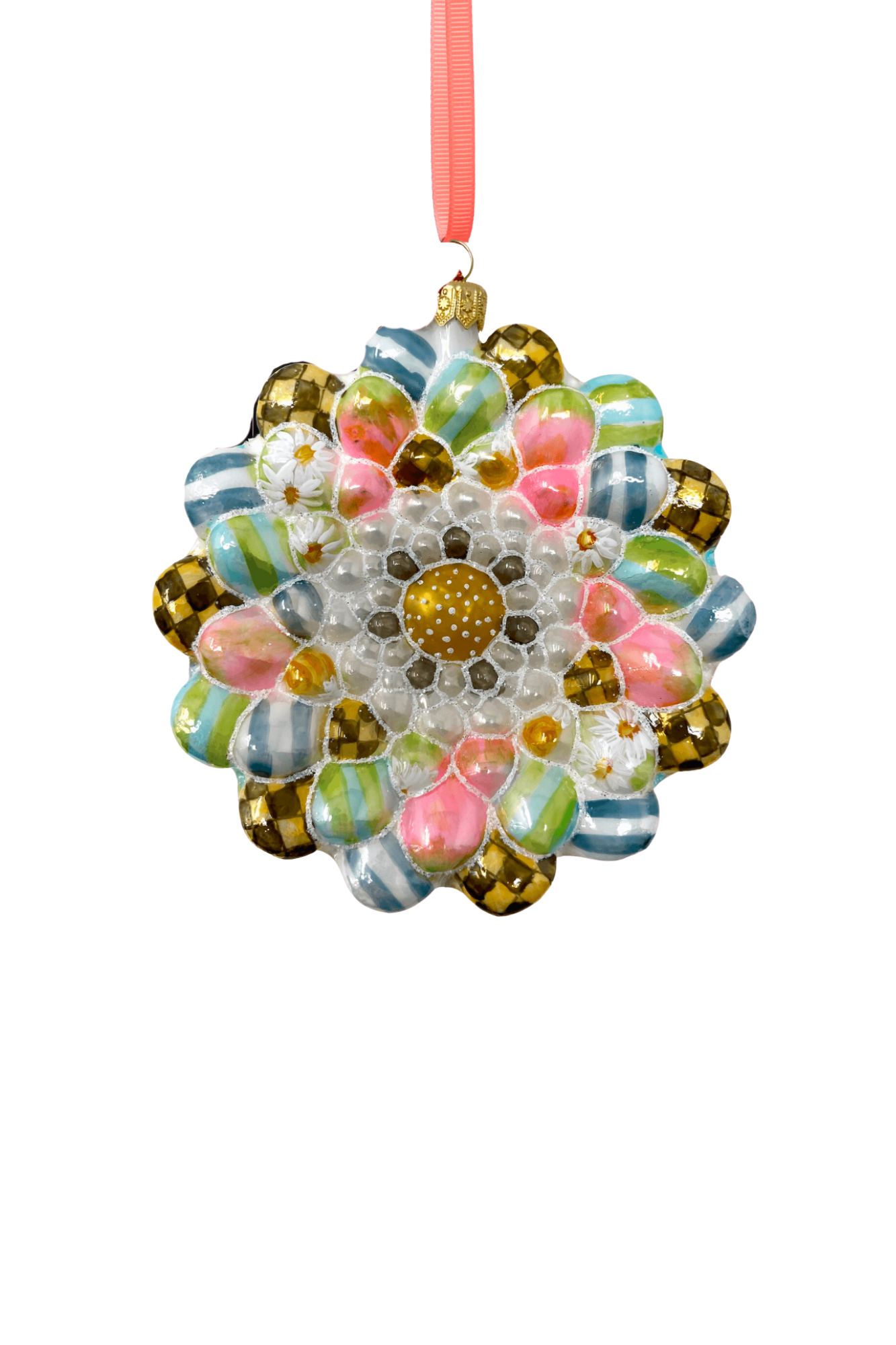 Spring Daisy Holiday Glass Ornament - Southlake Paws