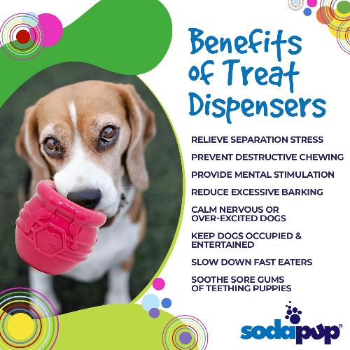 Honey Pot Dog eCup Treat Dispenser by Southlake Paws, durable rubber toy for enrichment and mental stimulation for dogs.