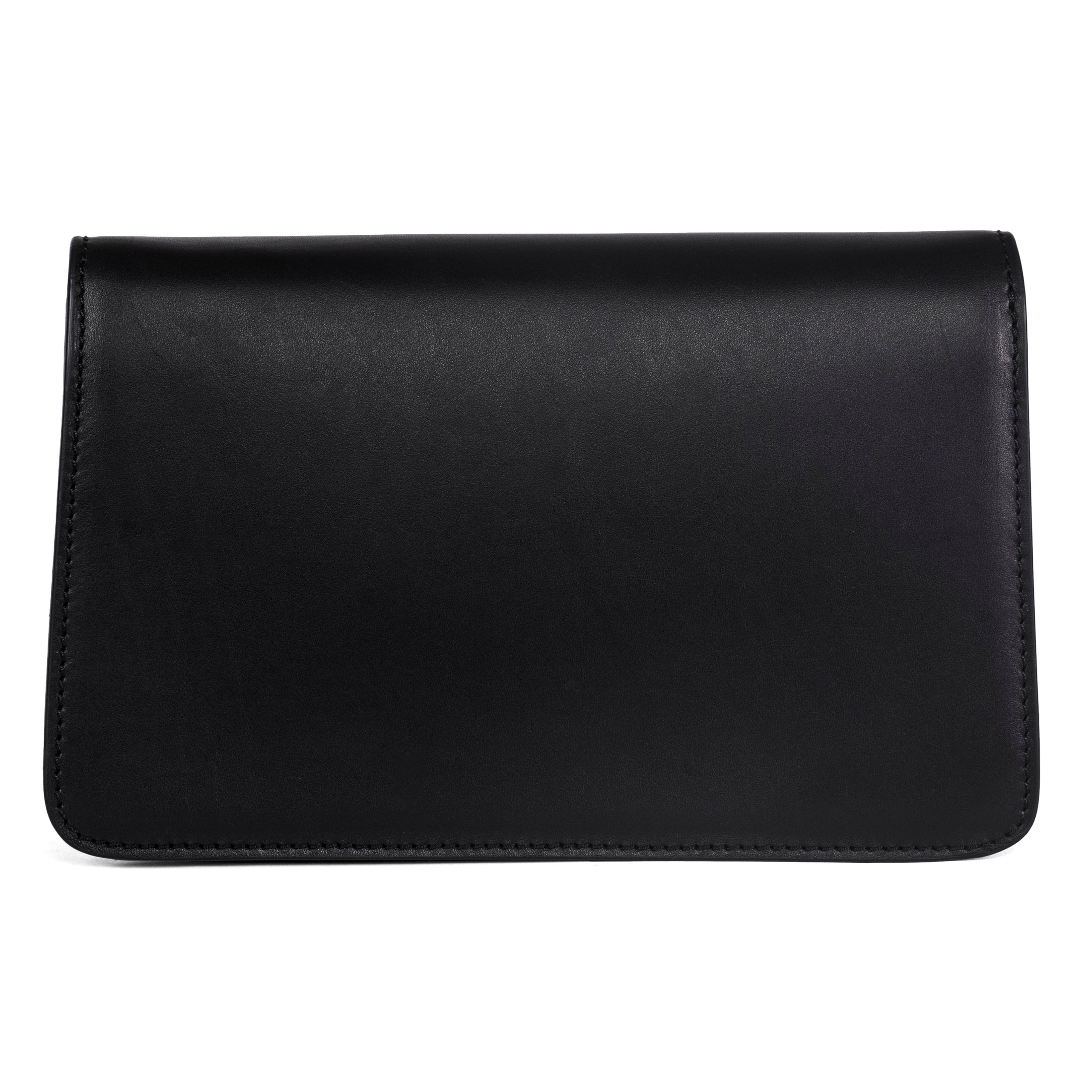 Black Leather Clutch With Custom Swarovski Stone