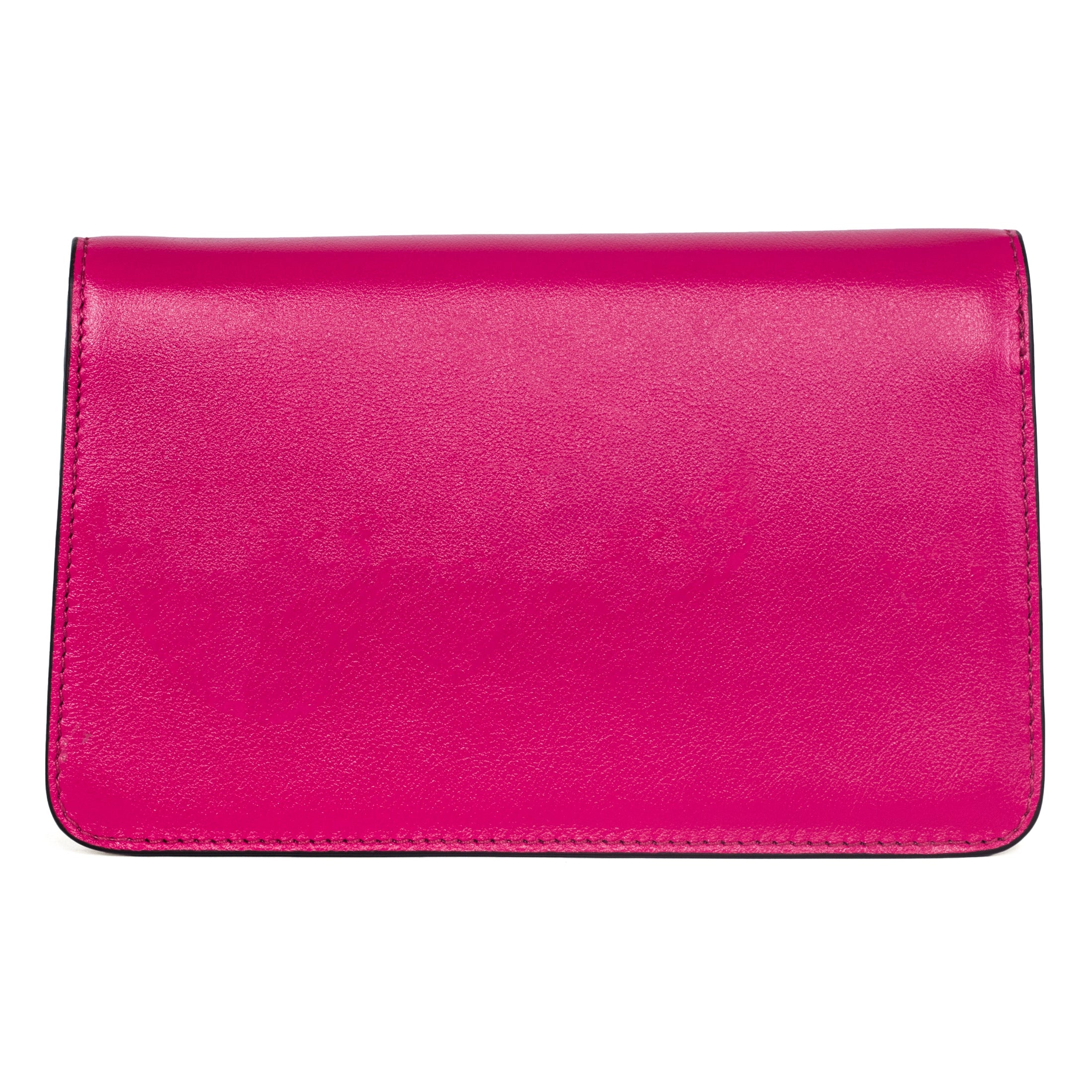 Vibrant Fuchsia Leather Clutch With Custom Swarovski Stone