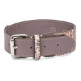 Load image into Gallery viewer, Luxury Pet Fashion Silver and Gold Embossed Croc Italian Leather Collar with Silver Buckle
