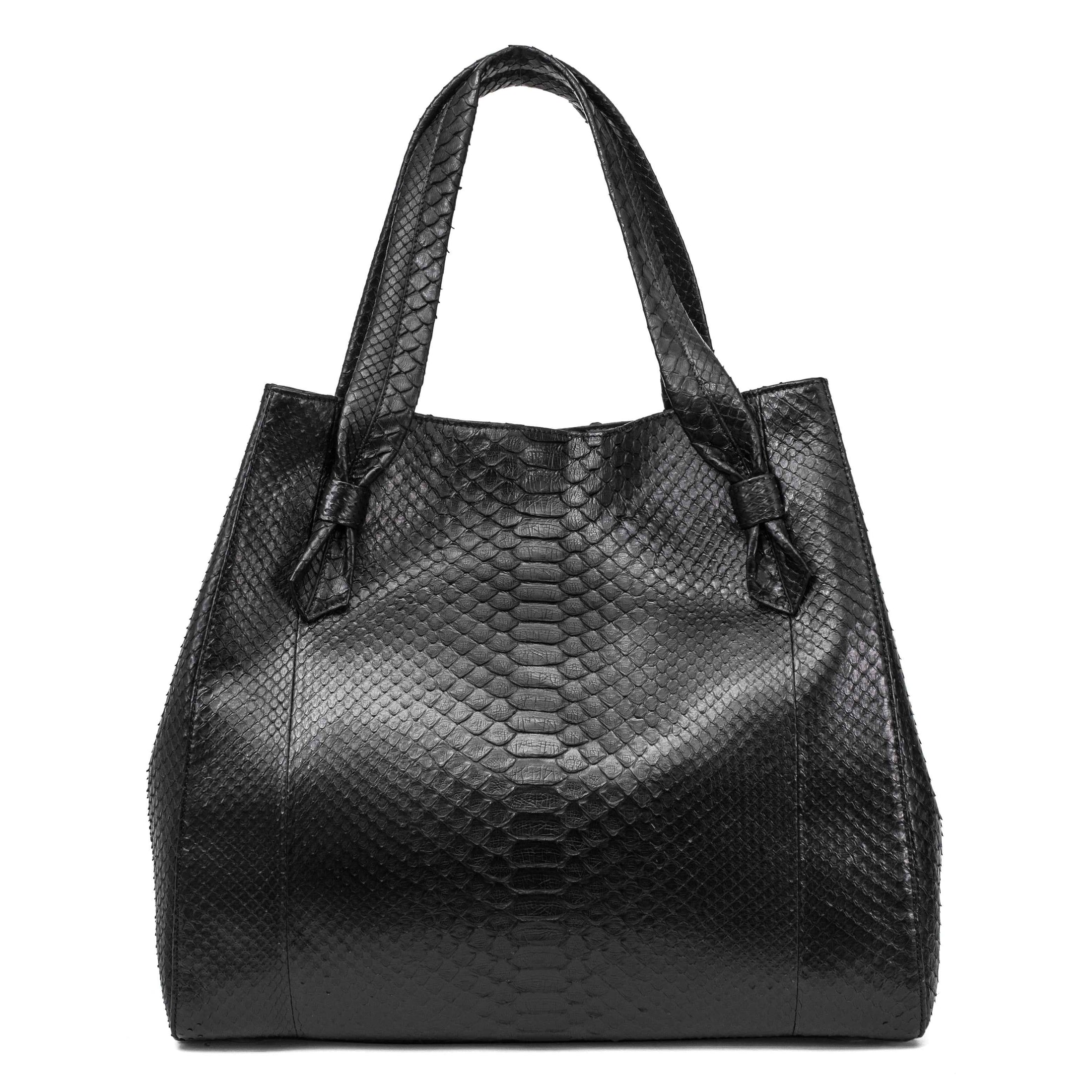 Large Black Python Shopper Bag