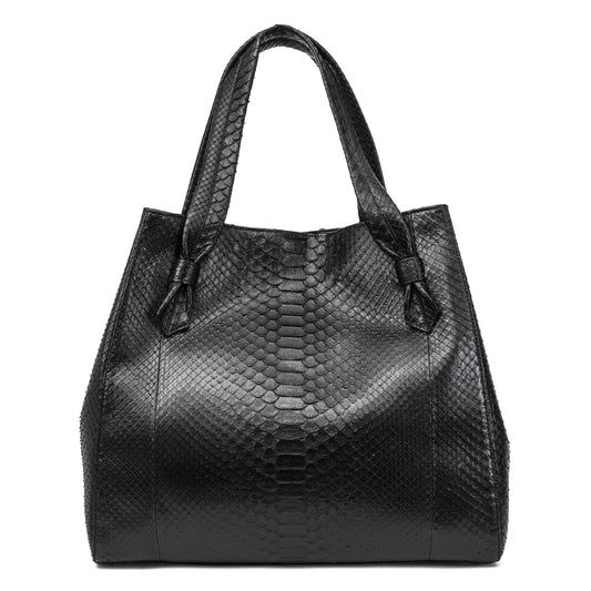 Large Black Python Shopper Bag
