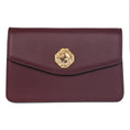 Load image into Gallery viewer, Bordeaux Leather Clutch  With Custom Swarovski Stone
