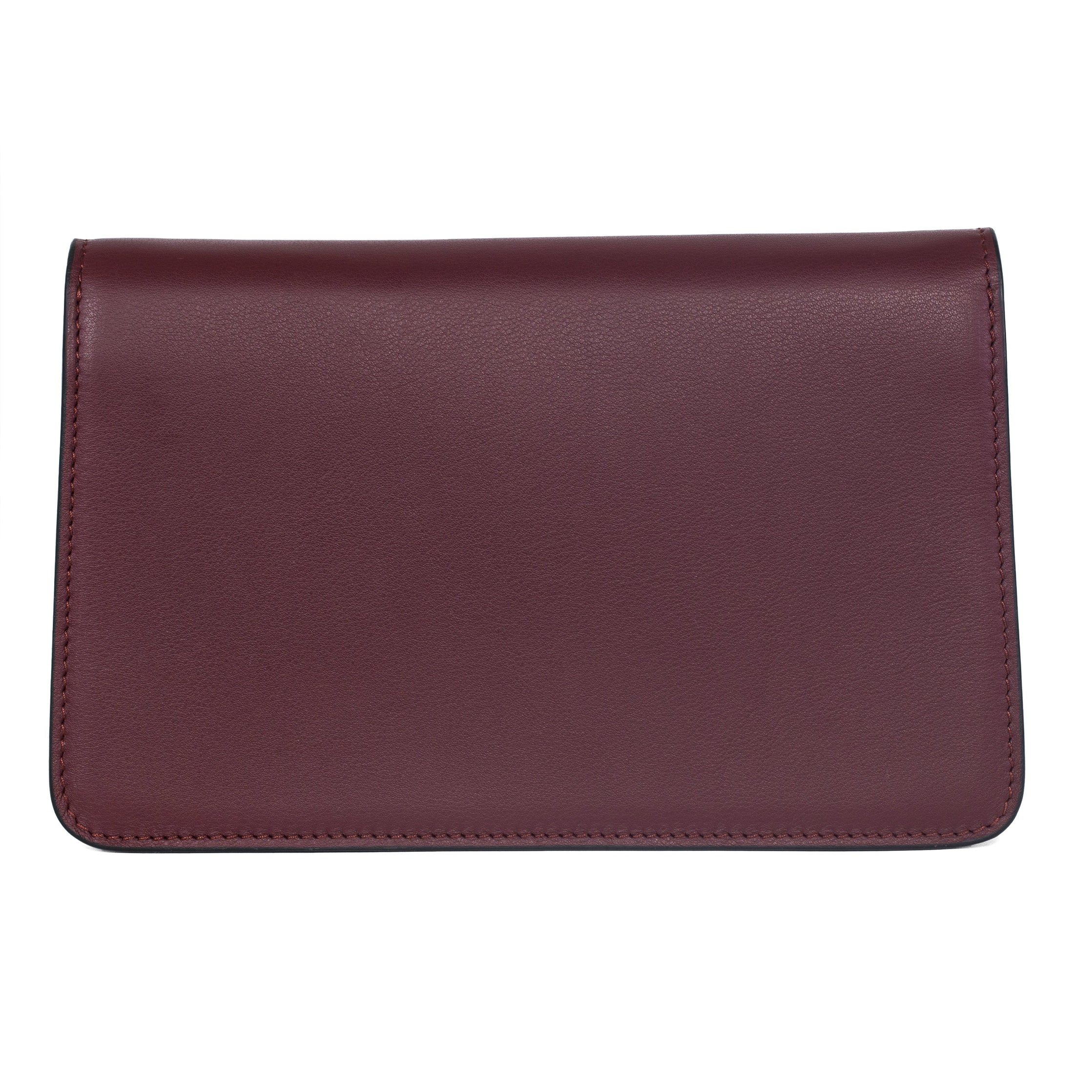 Bordeaux Leather Clutch  With Custom Swarovski Stone