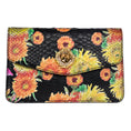 Load image into Gallery viewer, Custom Floral Black Python Clutch  With Custom Swarovski Stone
