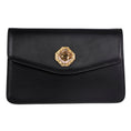 Load image into Gallery viewer, Black Leather Clutch With Custom Swarovski Stone
