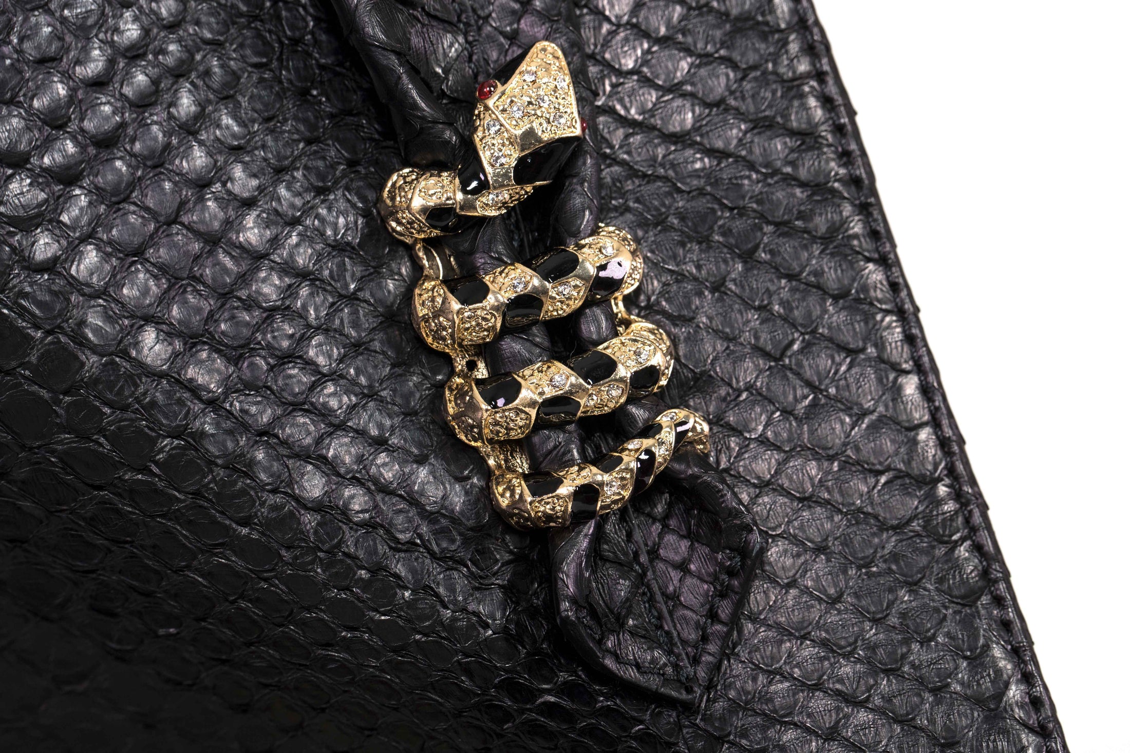 Large Black Python Shopper Bag