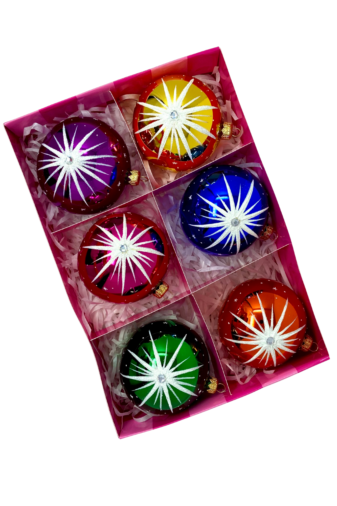 Starlet Glass Christmas Ornaments – Set of 6 - Southlake Paws