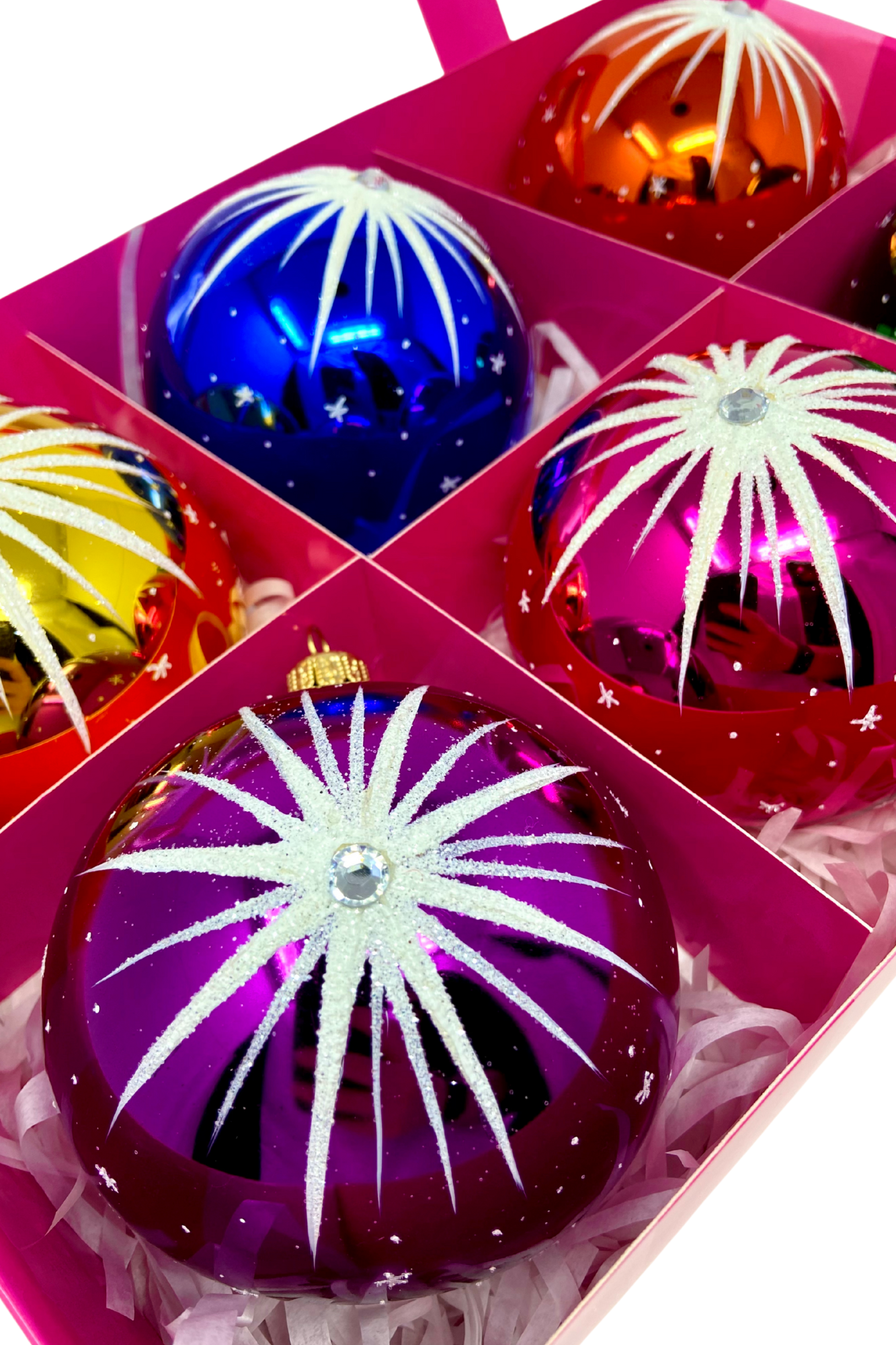 Starlet Glass Christmas Ornaments – Set of 6 - Southlake Paws