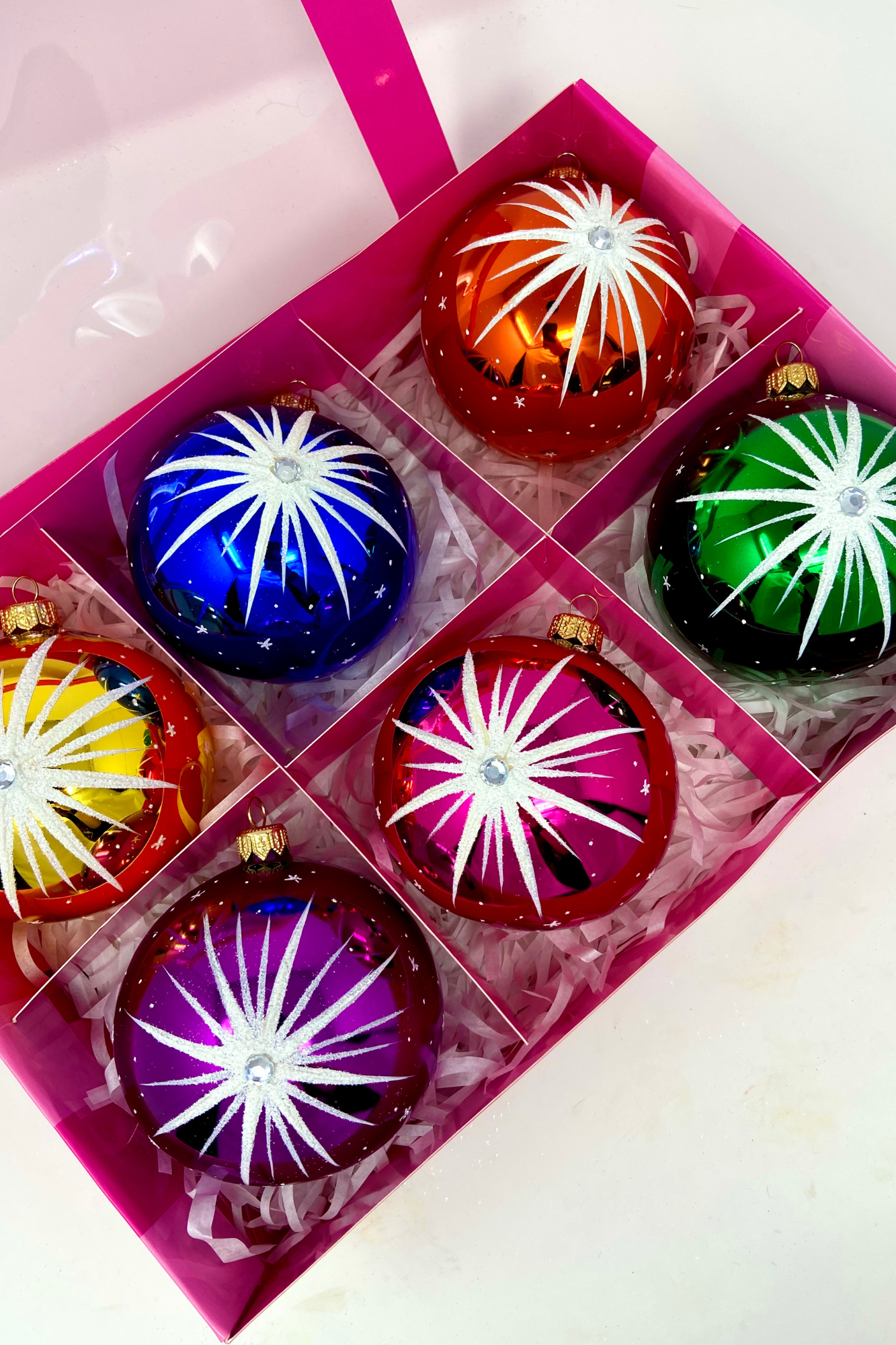 Starlet Glass Christmas Ornaments – Set of 6 - Southlake Paws