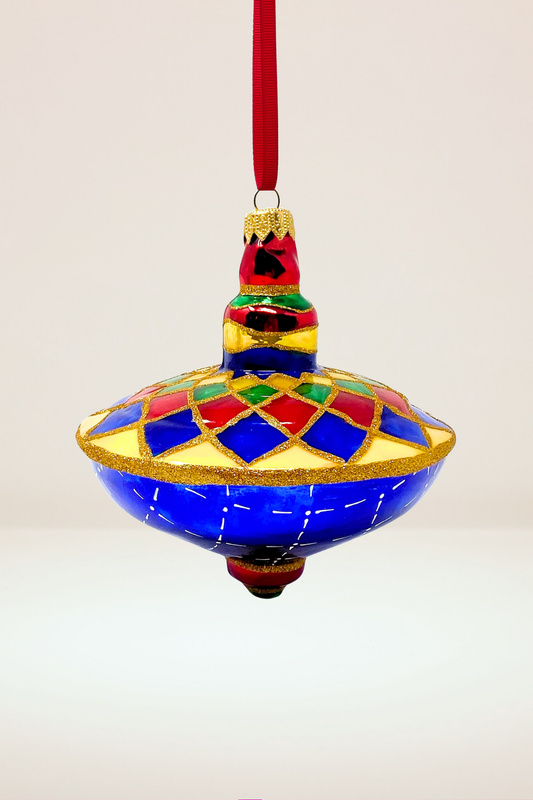 Star Spinning Top Glass Ornament - Southlake Paws
