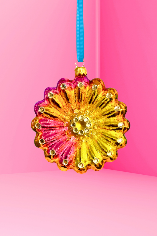 Sunshine Daisy Polish Glass Ornament - Southlake Paws