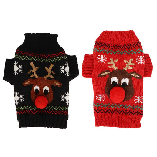 Rudolph Reindeer Christmas Dog Sweater