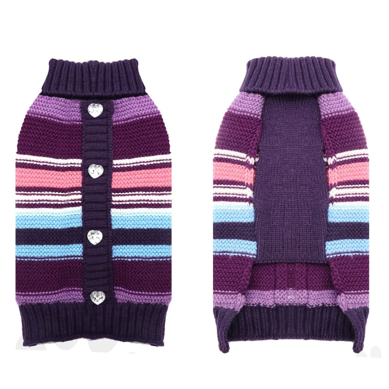 Purple Stripe Dog Sweater