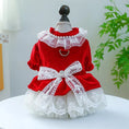 Load image into Gallery viewer, Red Velvet & Lace Holiday Party  Dog Dress
