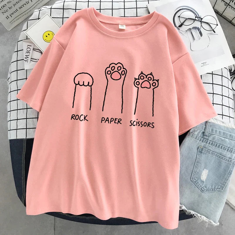 "Rock Paper Scissors" Cat Paw T-Shirt 