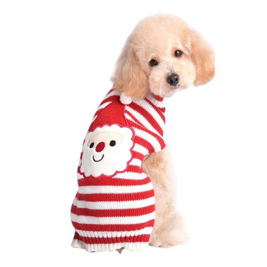Red Striped Santa Christmas Dog Sweater