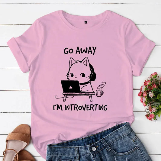"Go Away I'm Introverting" Cat T-Shirt 