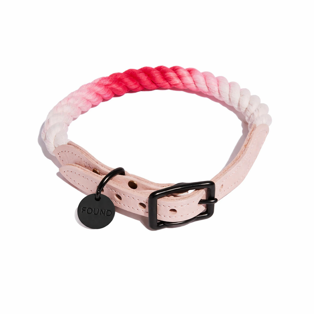 Scarlet Ombre Cotton Rope Cat & Dog Collar – Matte Black Hardware
