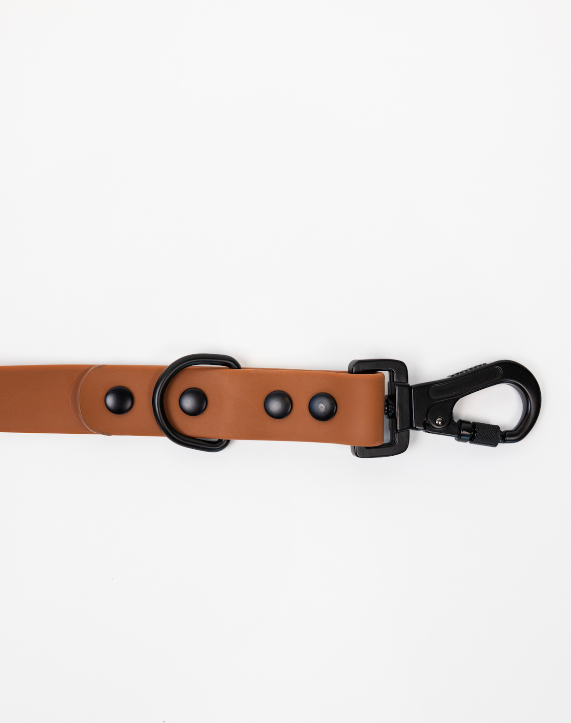 Coco Brown Leash by The Modern Dog Company, featuring a sleek design with black hardware and button details.