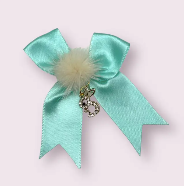 Rhinestone Bunny and Mink Pom Bows 