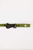 Load image into Gallery viewer, Olive green adjustable dog leash from The Modern Dog Company with a black clip and logo. Ideal for pet walking.

