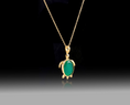 Load image into Gallery viewer, Green Onyx Turtle Necklace- 925 Sterling Silver

