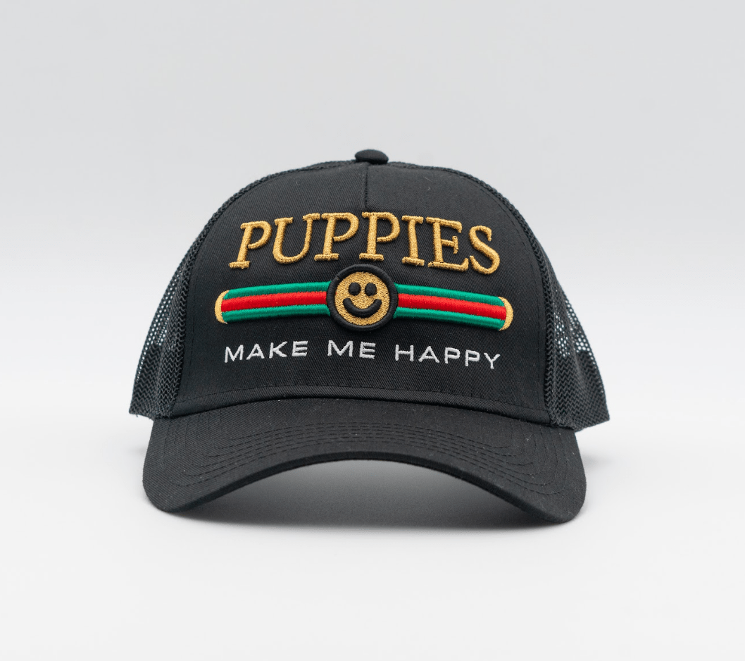 Pup Lux | 5 Panel Hat Mesh Back | Black