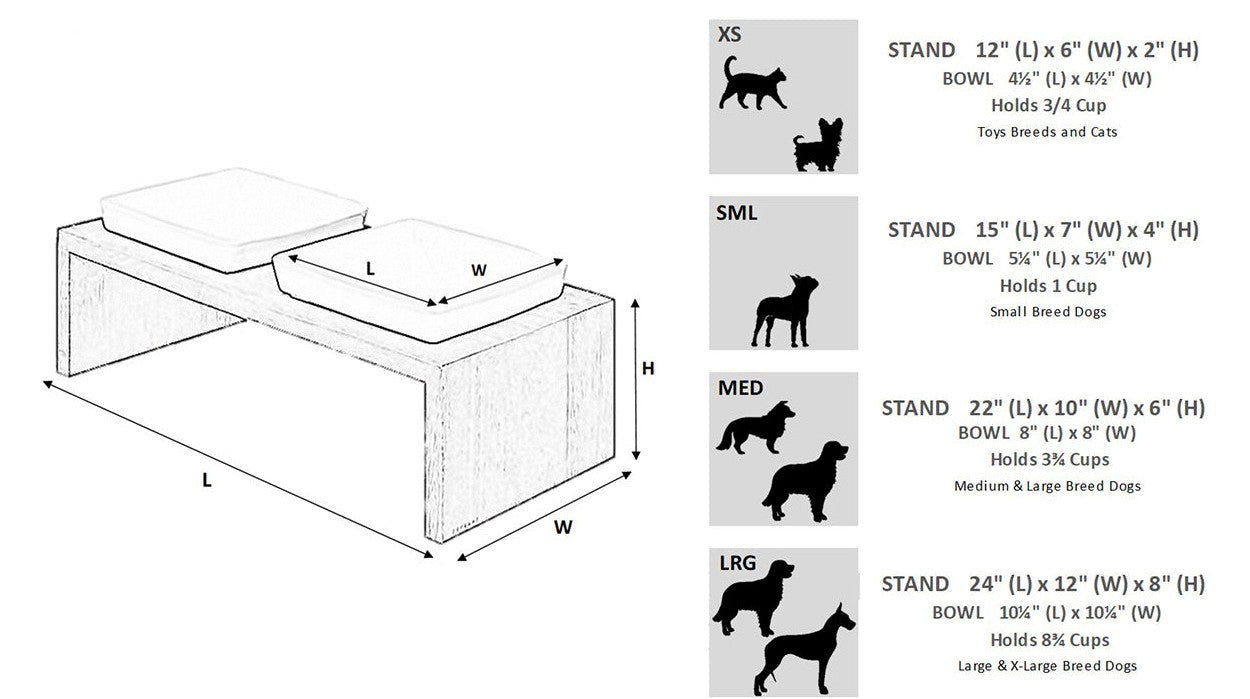Bowsers Moderno Double Wood Dog Bowl Feeder - Elevated Designer Pet Dining