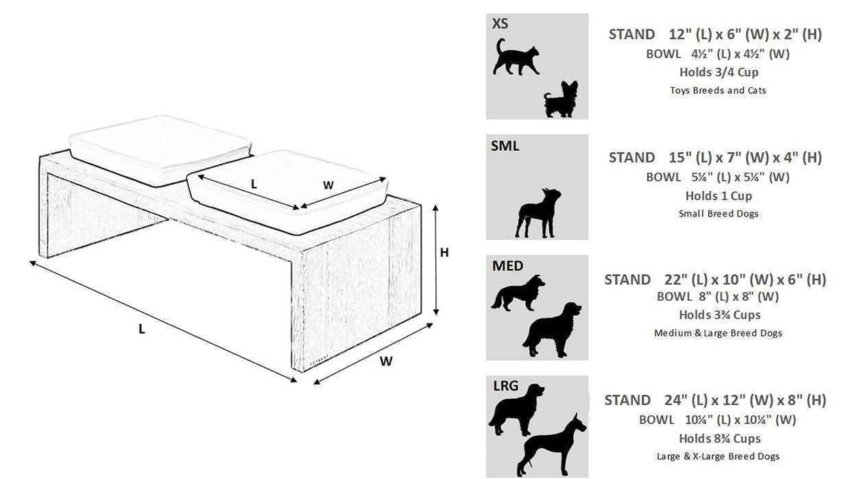 Bowsers Moderno Single Wood Dog Bowl Feeder in grey