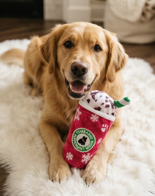 Merry Christmas Bone & Starbarks Puppermint Mocha Original Cup | Christmas Dog Toys