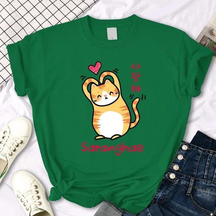 "Saranghae" Cat T-Shirt 