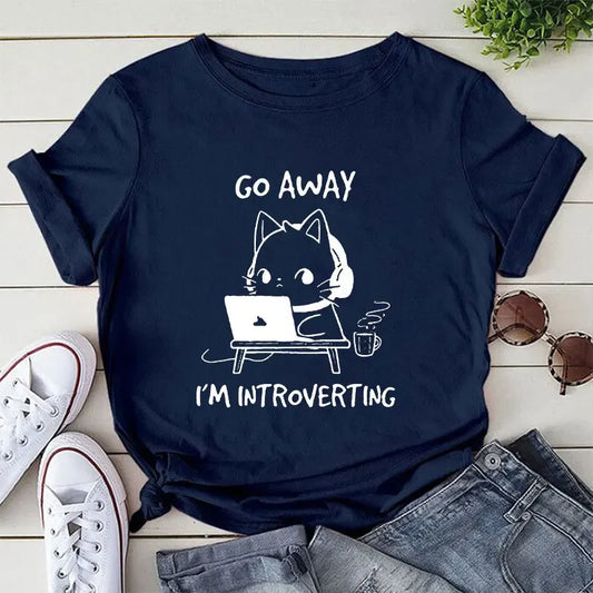"Go Away I'm Introverting" Cat T-Shirt 