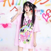 KOSAHIKI Pink Harajuku Graphic T-shirt 