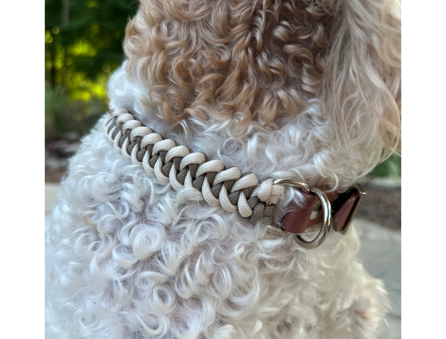 Fishtail Hand Braided Dog Collar in Tan & Cream - Southlake Paws