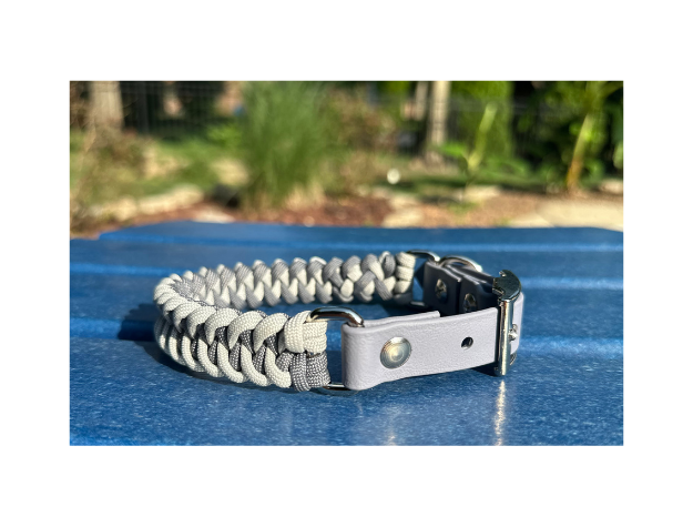 Fishtail Hand Braided Dog Collar in Graphite & Smoke - Southlake Paws