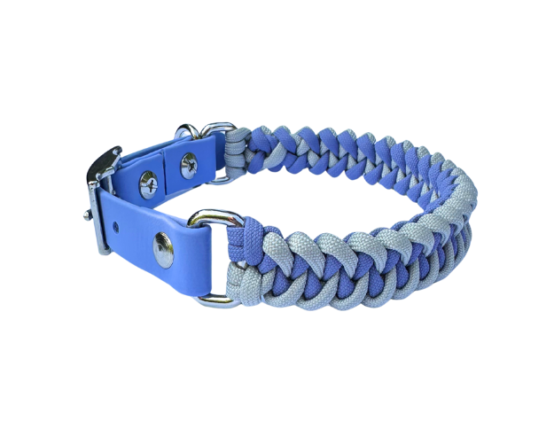 Fishtail Hand Braided Dog Collar in Lavender & Smoke - Southlake Paws