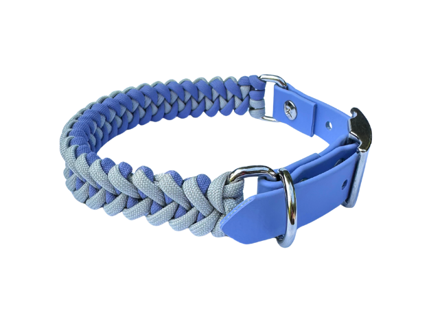 Fishtail Hand Braided Dog Collar in Lavender & Smoke - Southlake Paws