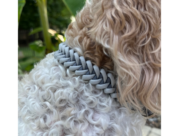 Fishtail Hand Braided Dog Collar in Graphite & Smoke - Southlake Paws